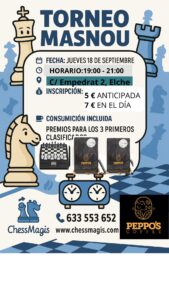 Cartel del Torneo de Ajedrez Masnou 11 de septiembre 2025 organizado por ChessMagis